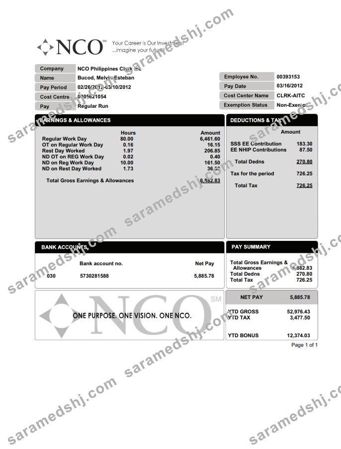 NCO PayStub